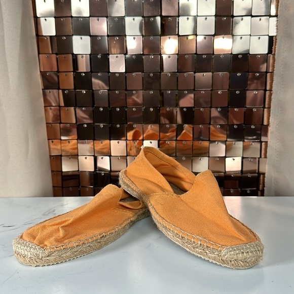 USHUAIA Orange Canvas Slip on Shoes with Jute Details Size 39 - Picture 3 of 13